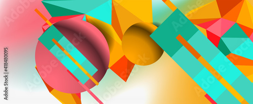 Trendy 3d geometric composition, design template for business or technology presentation, internet poster or web brochure cover