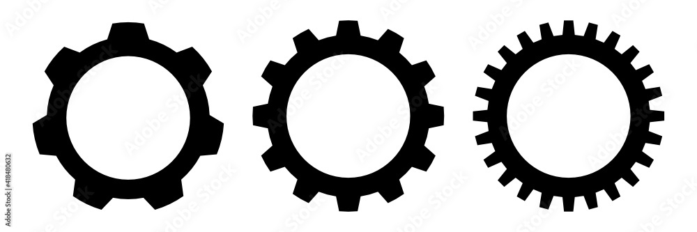 Set of Black vector gear wheel icons - obrazy, fototapety, plakaty 