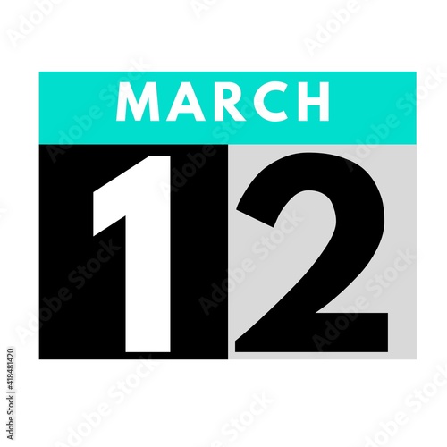 March 12 . flat daily calendar icon .date ,day, month .calendar for the month of March