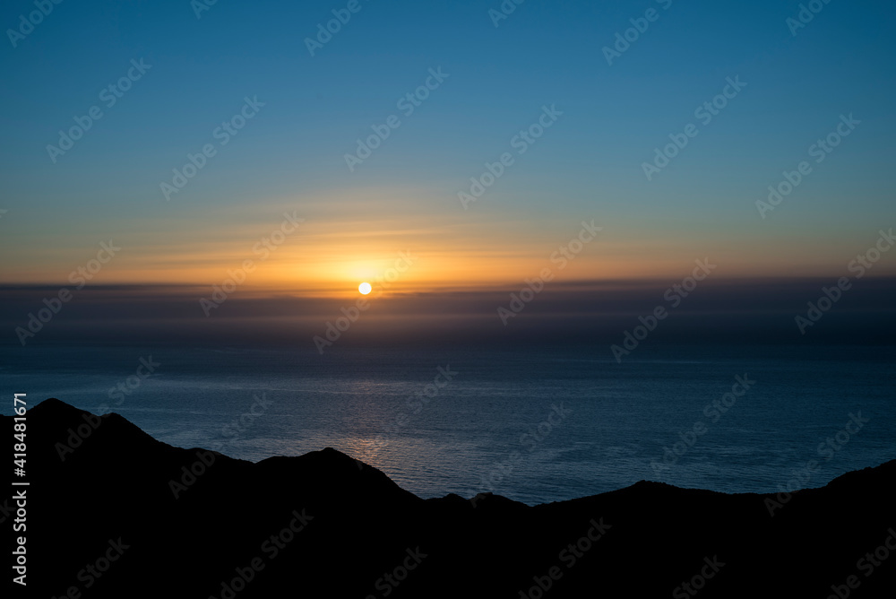 Warm sunrise over the Mediterranean sea