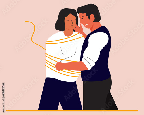 Toxic relationship concept illustration. Violence against women.