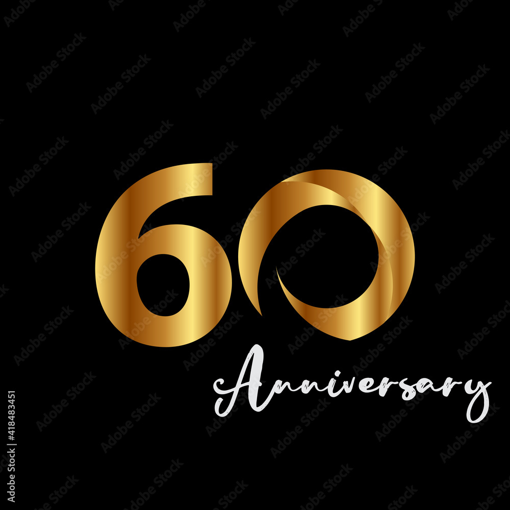 60 Years Anniversary Celebration Gold Black Background Color Vector Template Design Illustration 60 Years Anniversary Celebration Gold Black Background Color Vector Template Design Illustration