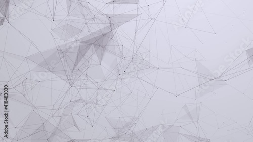Abstract Animated Background. Plexus of Lines and Triangles. Neural Network Concept, Communication, Abstraction, Blockchain, Matrix