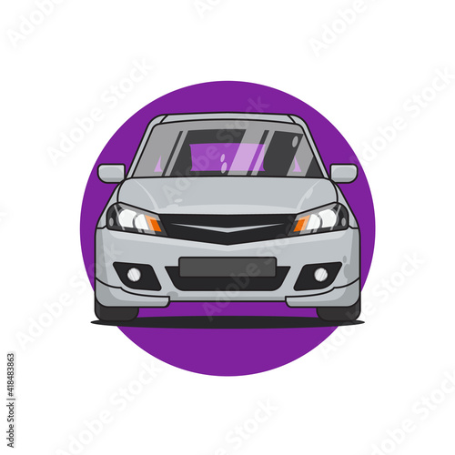 Hatchback modern car front view  vector illustration
