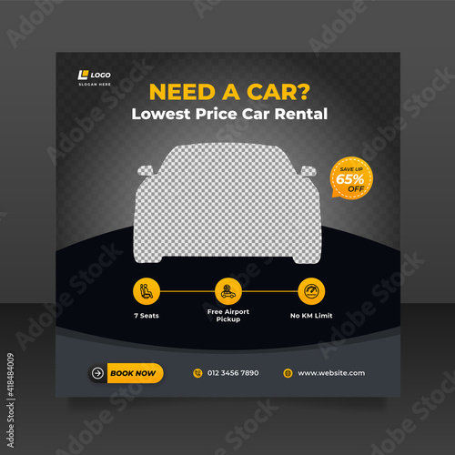 Car rental promotion social media post banner template