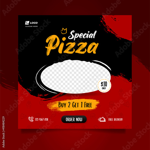 Food social media post and promotion banner design template