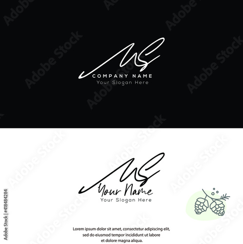 M S MS Initial letter handwriting and signature logo. Beauty vector initial logo .Fashion, boutique, floral and botanical