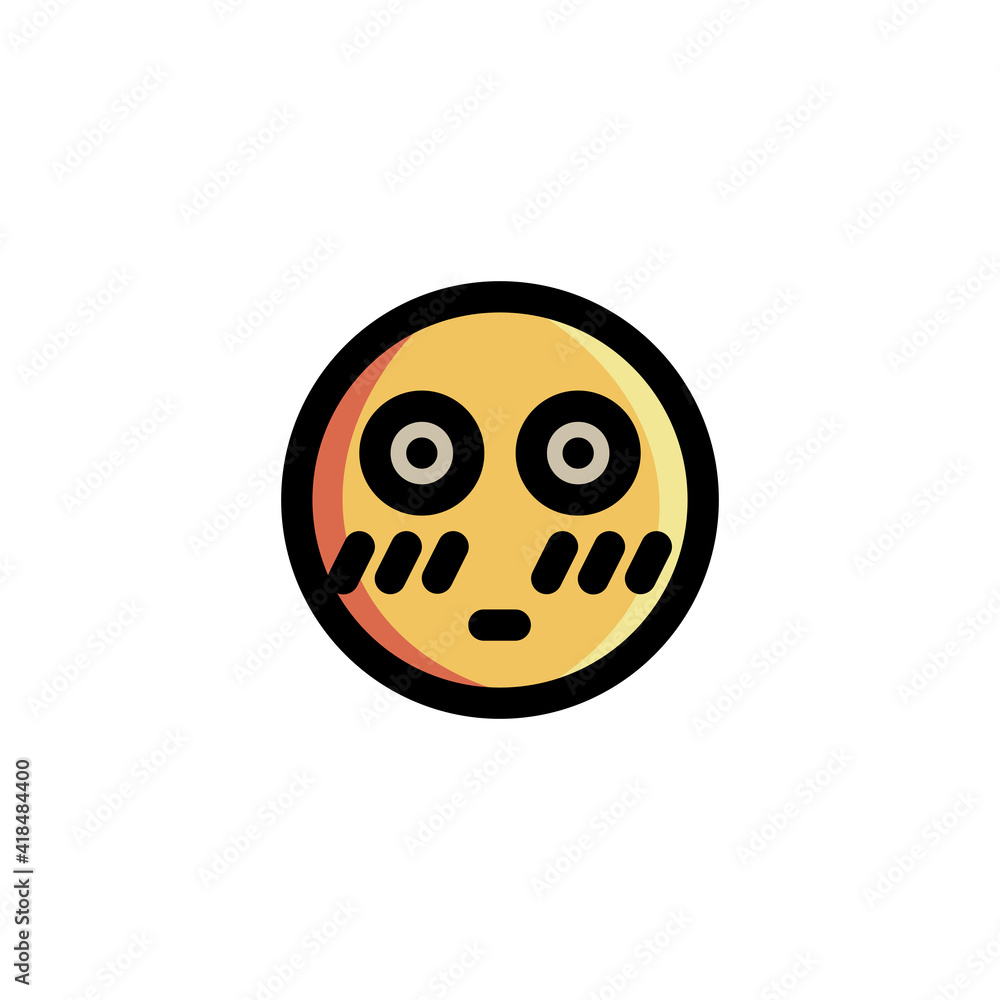 Fototapeta premium Embarrassed Shy Blushing Face Emoticon Icon Logo Vector Illustration. Outline Style..