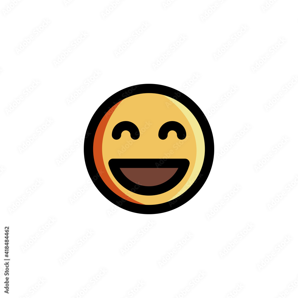 Happy Smile Eyes Close Emoticon Icon Logo Vector Illustration. Outline Style..