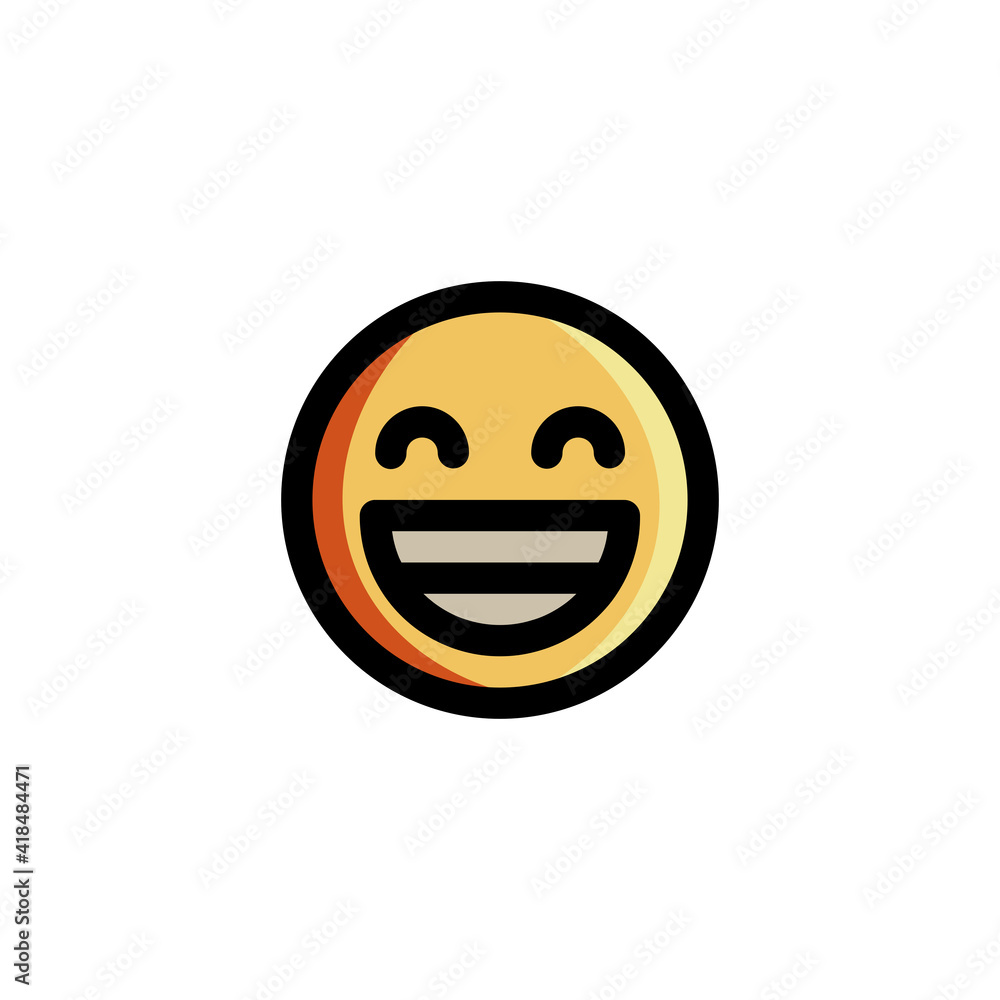 Very Happy Big Smile Emoticon Icon Logo Vector Illustration. Outline Style.. Very Happy Big Smile Emoticon Icon Logo Vector Illustration. Outline Style..