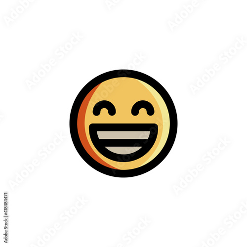 Very Happy Big Smile Emoticon Icon Logo Vector Illustration. Outline Style..