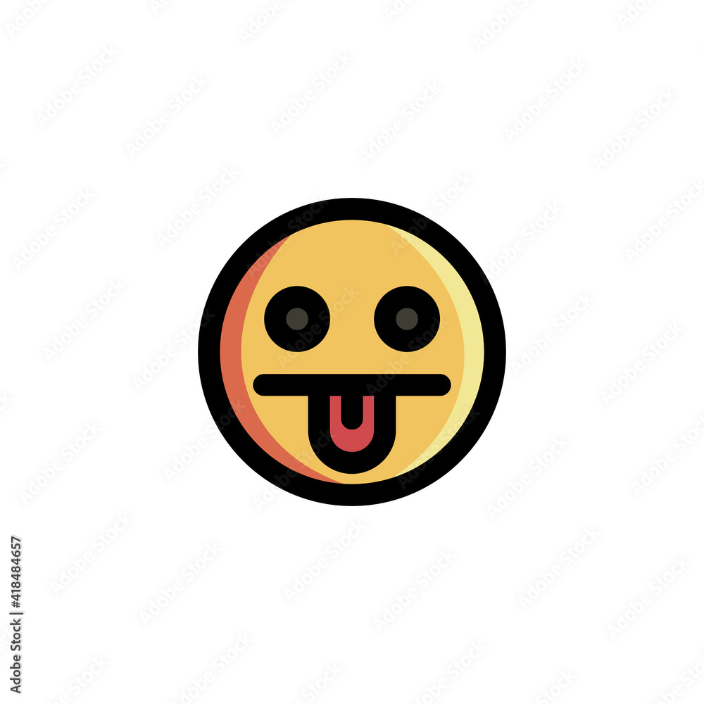 Mocking Funny Humor Emoticon Icon Logo Vector Illustration. Outline Style.. Mocking Funny Humor Emoticon Icon Logo Vector Illustration. Outline Style..