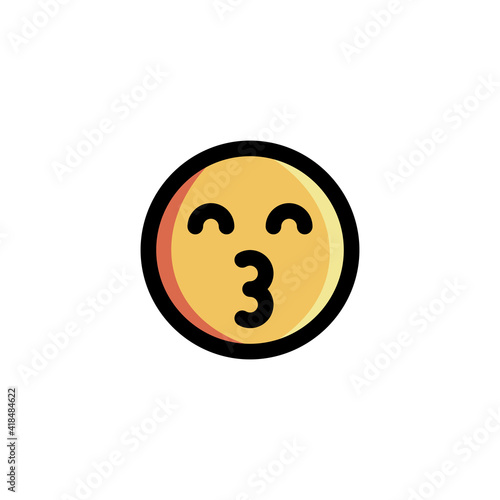 Happy Duck Face Emoticon Icon Logo Vector Illustration. Outline Style..