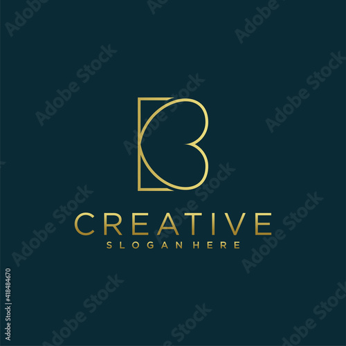 letter B logo with attractive line concept  golden gradient color. Premium Vektor  part 6