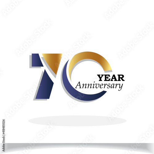 70 Years Anniversary Celebration Blue Color Vector Template Design Illustration