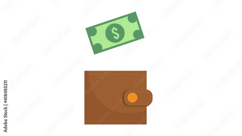 wallet money dollar cash safety banking.4K animation wallet money dollar cash safety banking.4K animation