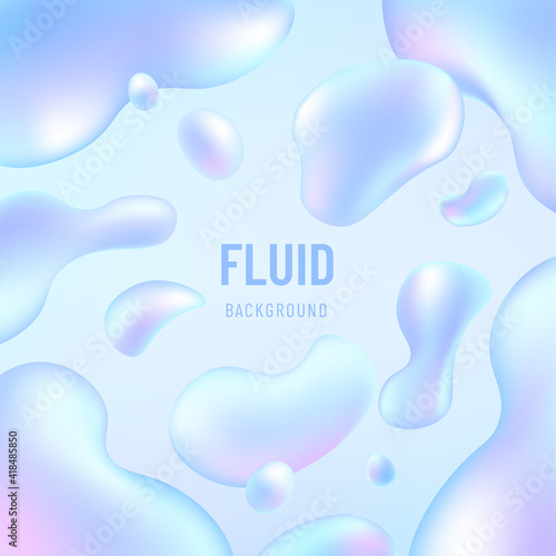 Abstract fluid hologram color shape with copy space. Modern futuristic light blue and pink color. Vector illustration.