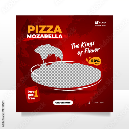 Food social media post and promotion banner design template