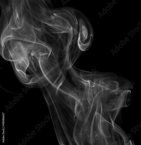 Fototapeta Naklejka Na Ścianę i Meble -  swirling movement of white smoke group, abstract line Isolated on black background