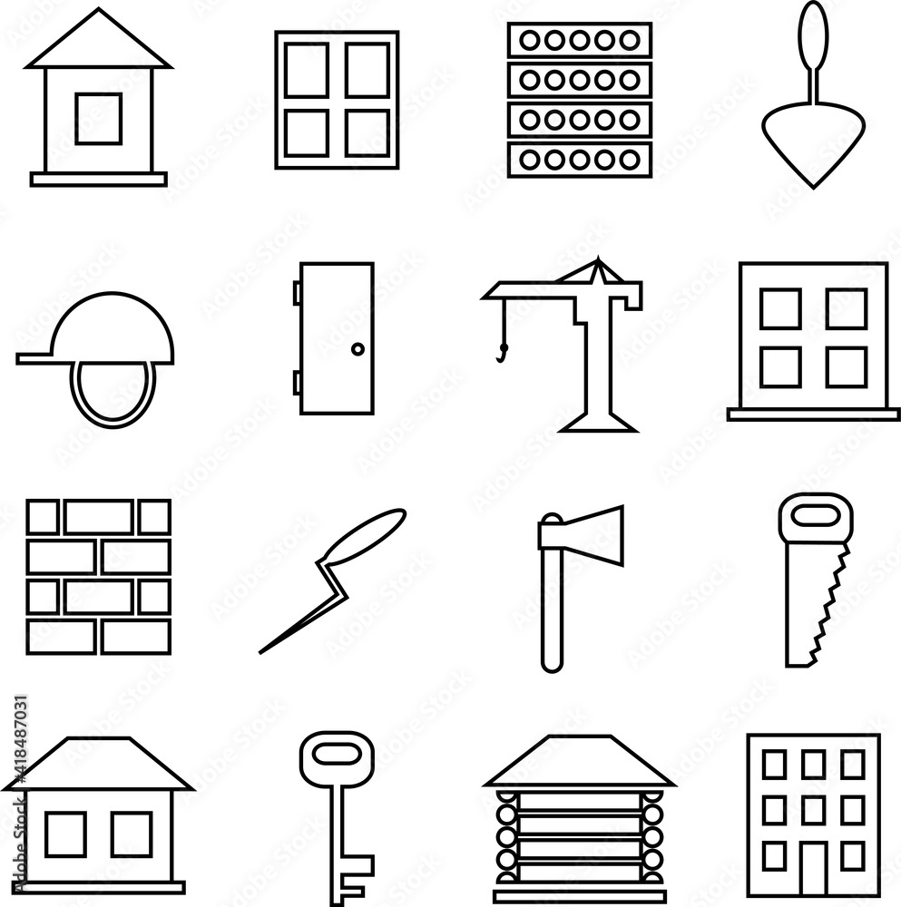 building house black line icon set building house black line icon set