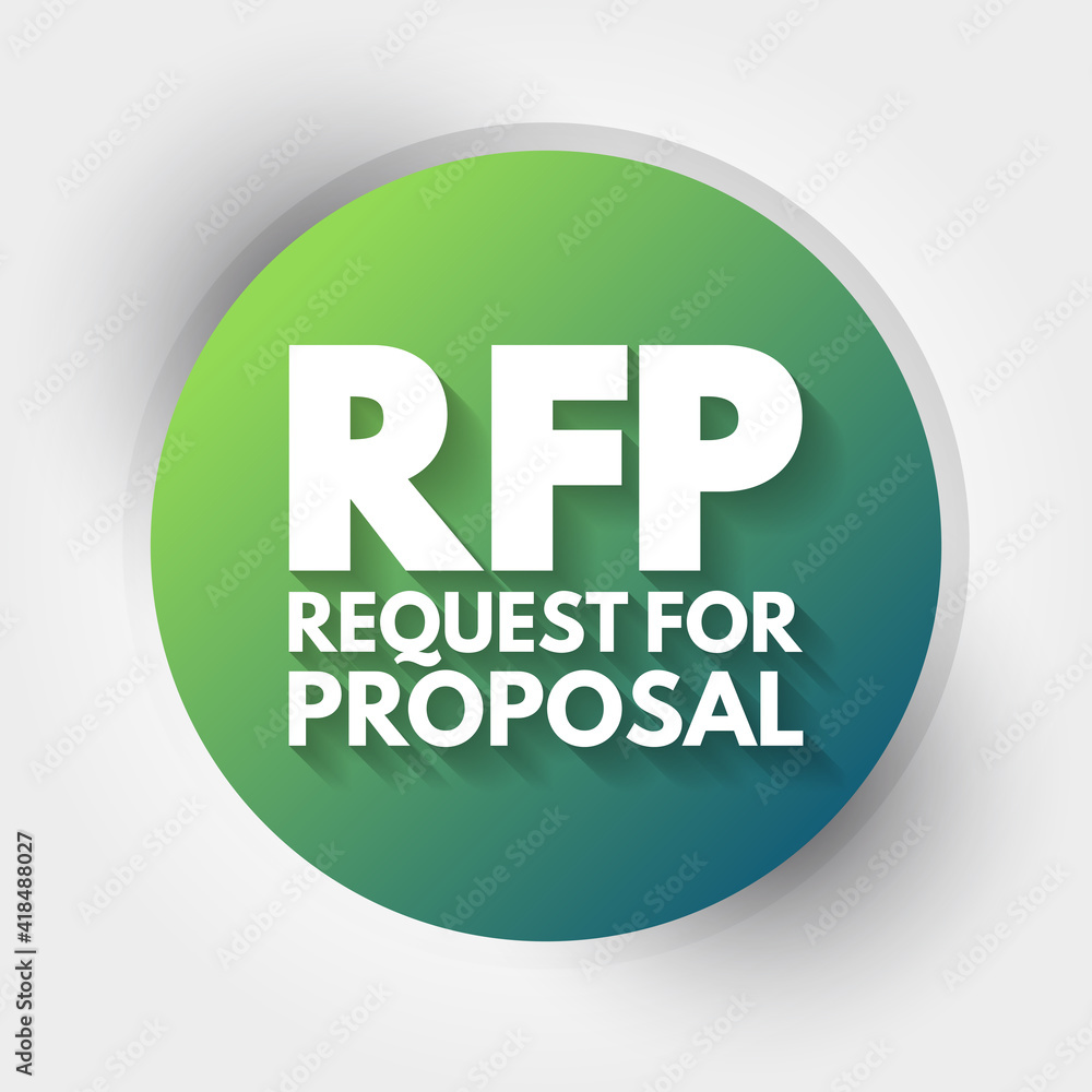 Naklejka premium RFP - Request For Proposal acronym, business concept background