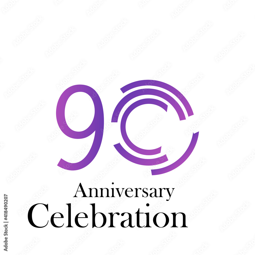 Fototapeta premium 90 Years Anniversary Celebration Purple Color Vector Template Design Illustration