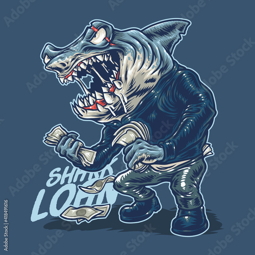 Shark Loan illustration Cartoon