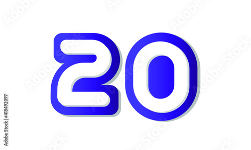 20 Cool Modern Blue 3D Number Logo
