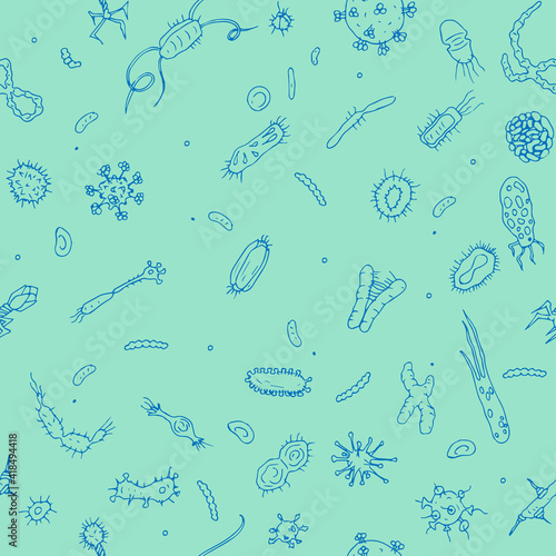 seamless pattern viruses bacteria photo