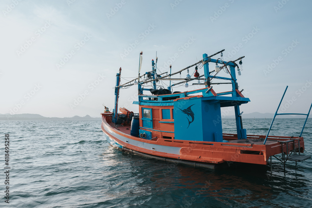 small Fishing boat in sea small Fishing boat in sea