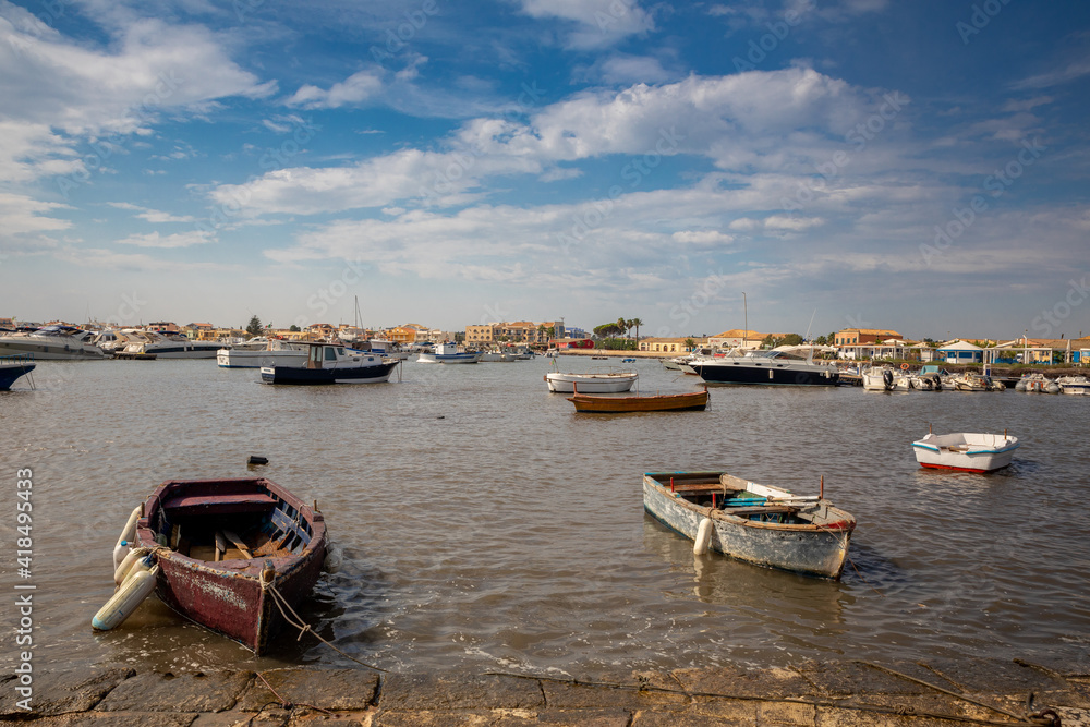Fototapeta premium The charming town of Marzamemi in Sicily. Summer view of the streets and the main square.