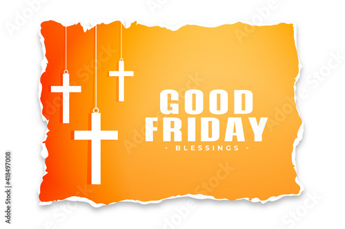 good friday background in torn paper style