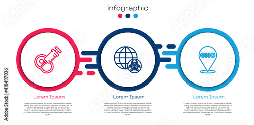 Set line Genetically modified meat, GMO and . Business infographic template. Vector.