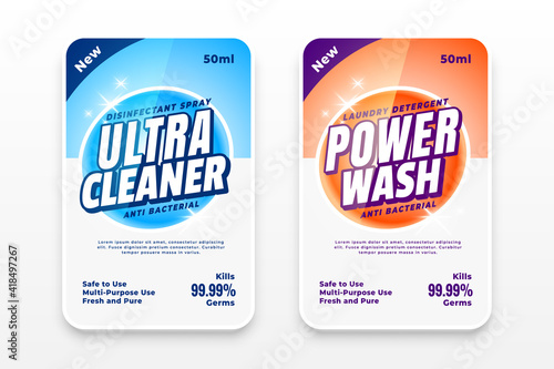 detergent labels or disinfectant stickers set