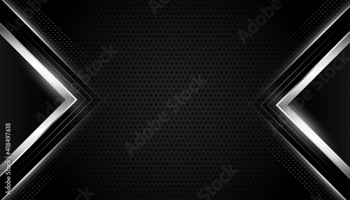 black realistic background with silver geometric shapes