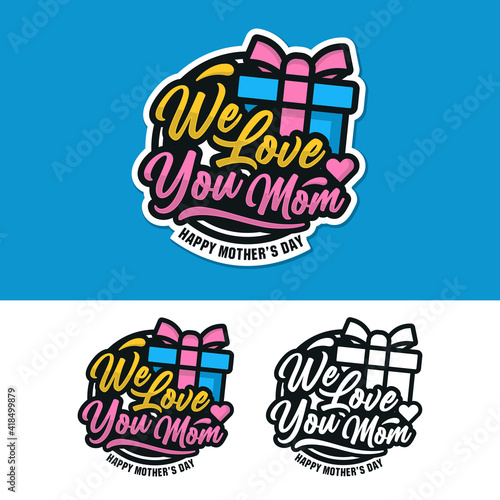 Mother day badge label sticker design
