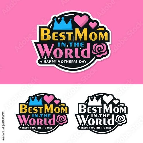 Mother day label sticker design premium