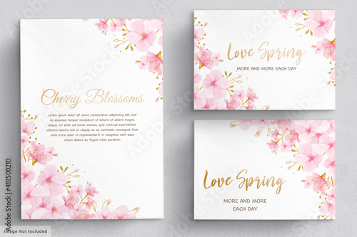 watercolor cherry blossom floral invitation card