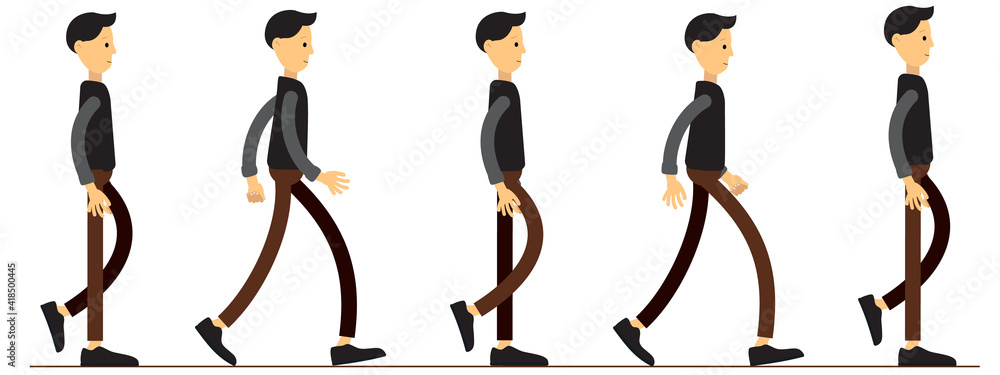 Animation of human gait. Animation for your cartoon. Movement animation of  the character. Stock Illustration | Adobe Stock