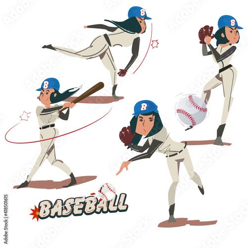 Photography Women's baseball  collection - vector