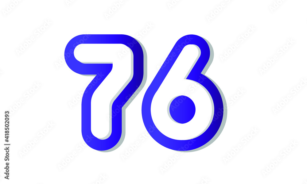 76 Cool Modern Blue 3D Number Logo 76 Cool Modern Blue 3D Number Logo