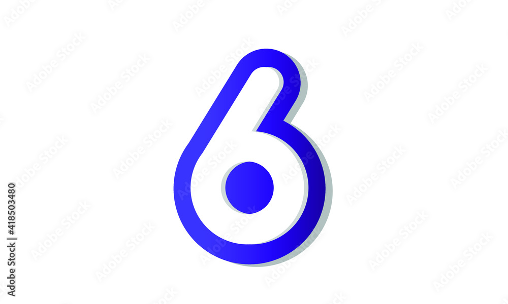 6 Cool Modern Blue 3D Number Logo 6 Cool Modern Blue 3D Number Logo
