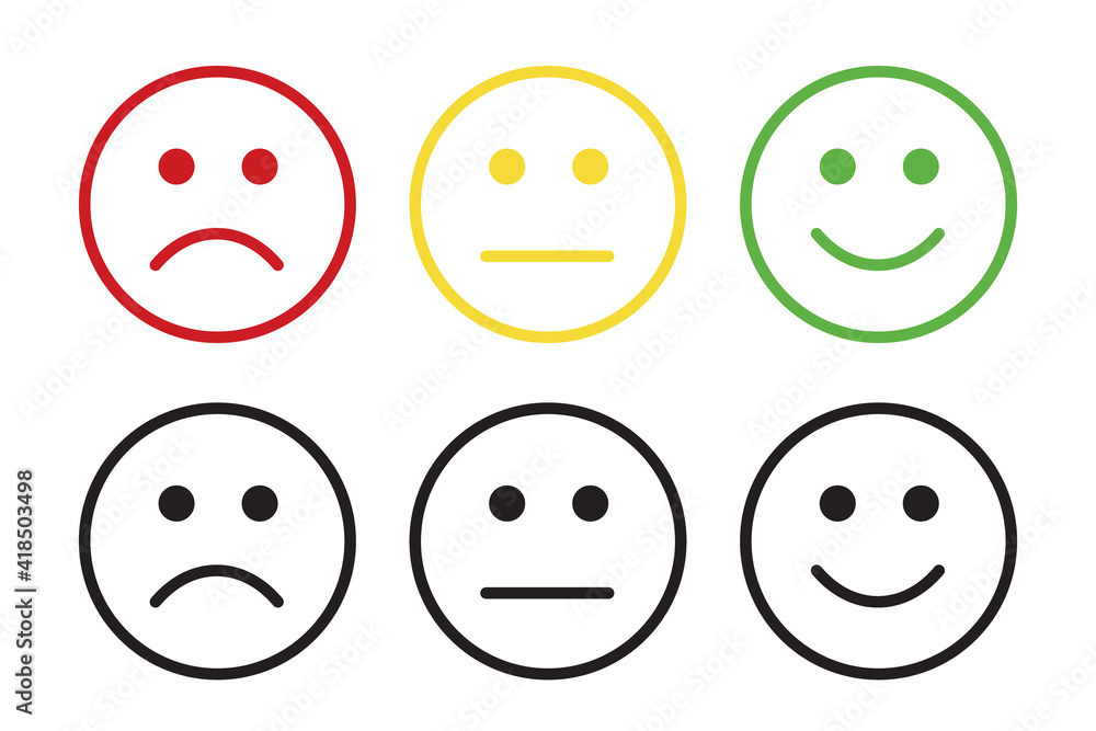 Face smile icon positive, negative and neutral opinion vector signs Face smile icon positive, negative and neutral opinion vector signs