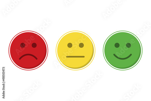 Face smile icon positive, negative and neutral opinion vector signs