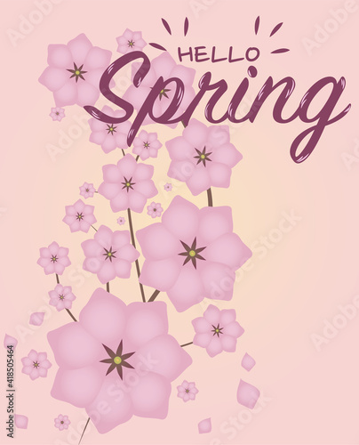 Hello Spring text phrase. Trendy font poster, card, print, planner cover.
