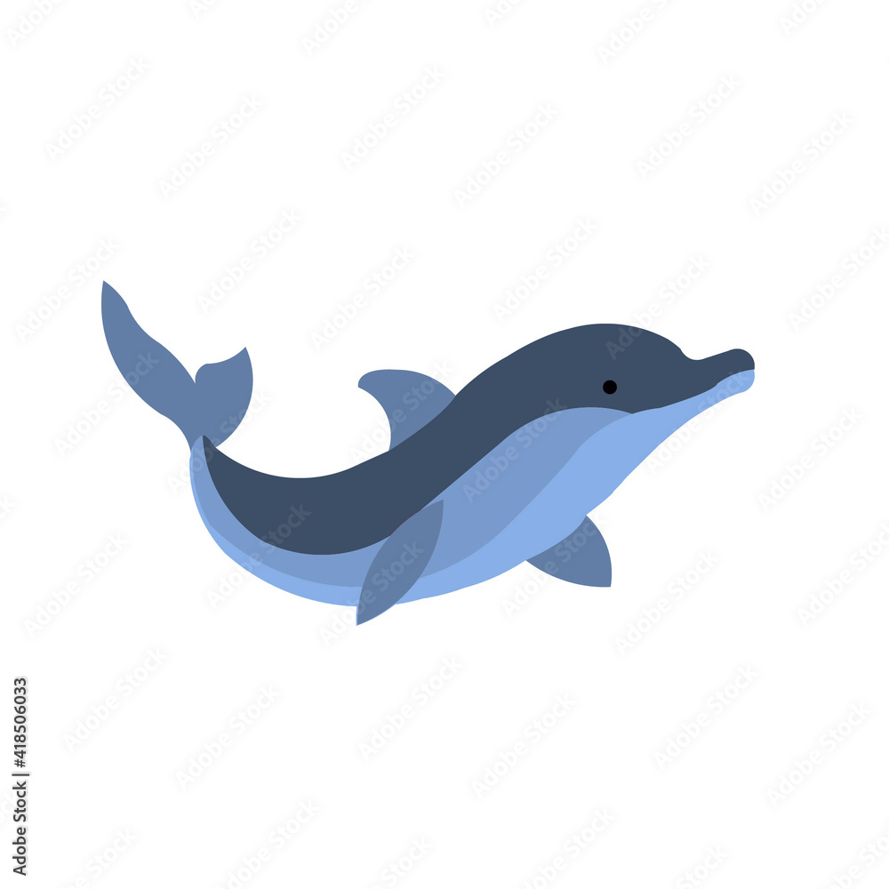 Illustration of a dolphin in water