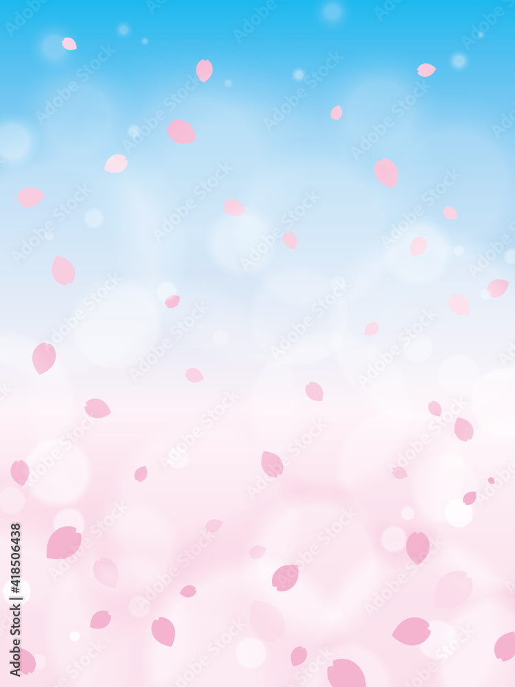 桜の花びらが舞う幻想的な背景【縦】 桜の花びらが舞う幻想的な背景【縦】