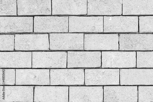 Vintage white stone brick wall pattern and background seamless
