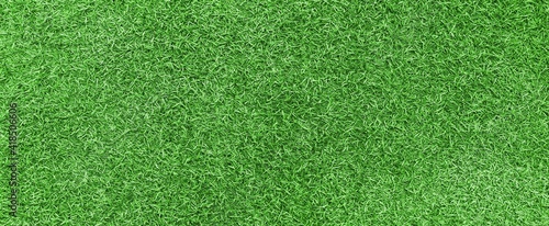 Panorama of New Green Artificial Turf Flooring texture and background seamless
