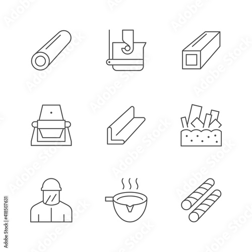 Set line icons of metallurgy